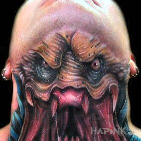 Tattoo Predator on the neck motif: characters