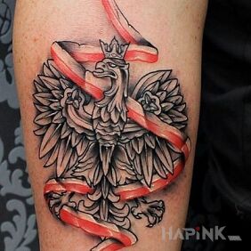 Tattoo Eagle on the forearm motif: colorful style: graphic / illustrative