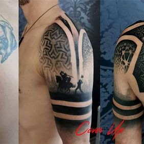 Tatuaż Wilk na łopatkach motyw: 3D styl: realistyczne