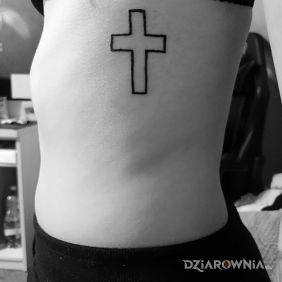 Tatuaż Krzyż na żebrach motyw: religijne styl: minimalistyczne
