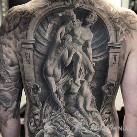 Tatuaż Epicka dziara na plecach motyw: 3D styl: realistyczne