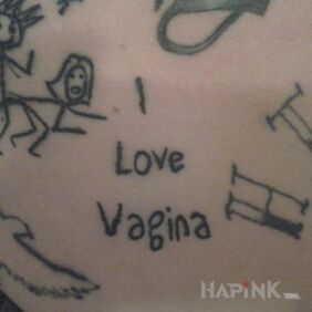 Tattoo I love vagina on the ribs motif: other