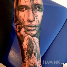Tattoo Miki1987 on the forearm motif: faces style: realistic