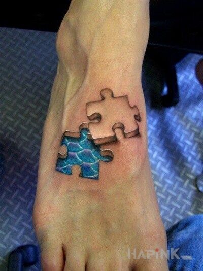 Tattoo Łuski in 3D motif on the foot