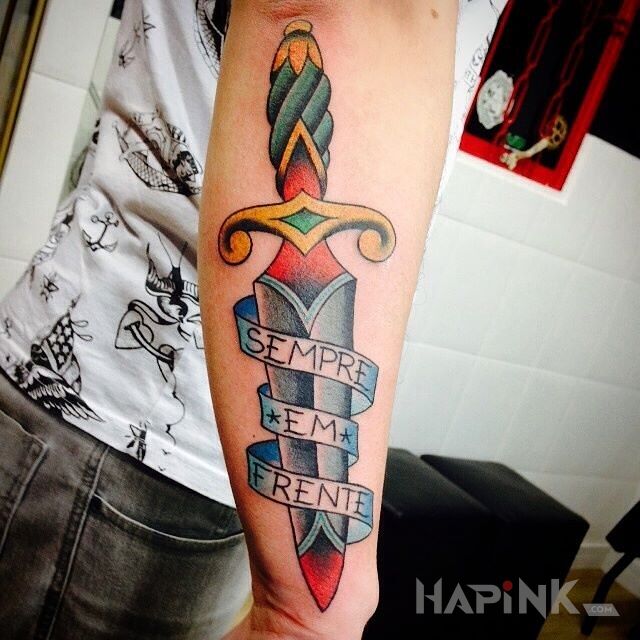 Tattoo Sempre em frente in other motif on the forearm
