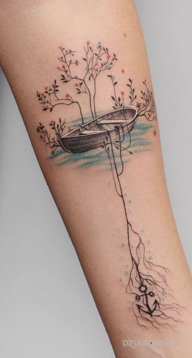 Tatuaż łódeczka w motywie przedmioty i stylu graficzne / ilustracyjne na przedramieniu