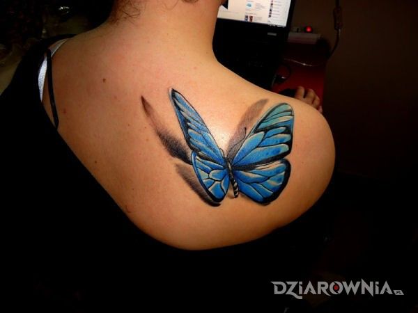 Tatuaż motyl w motywie kolorowe na łopatkach