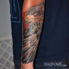 Tattoo Eagle :) on the forearm motif: colorful style: realistic