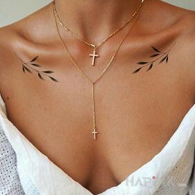Tattoo Two twigs on the collarbone motif: other style: minimalistic