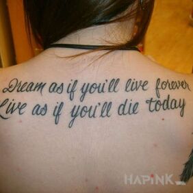Tattoo Sentence on the back on the back motif: lettering