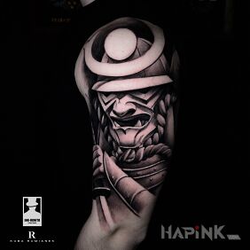 Tattoo Samurai on the upper arm motif: characters style: graphic / illustrative