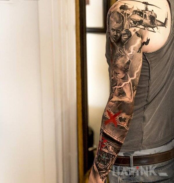 Tattoo Wojna in sleeves motif on the forearm