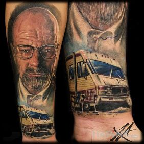 Tattoo Breaking Bad - Walter White on the forearm motif: faces style: realistic
