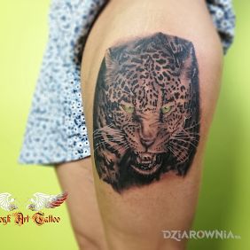 Tatuaż Coś dla biegających :-) na nodze motyw: zwierzęta styl: realistyczne