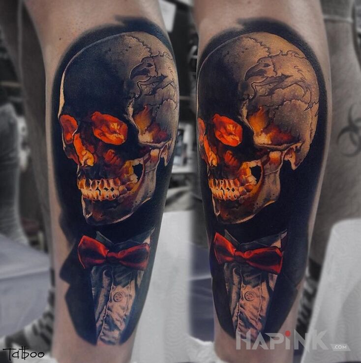 Tattoo Czaszka 3d in skulls motif on the leg