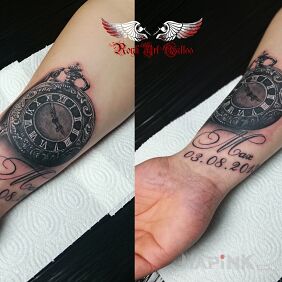 Tattoo Watch on the forearm motif: 3D style: realistic
