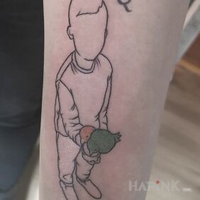 Tattoo In memory of deceased brother ❤️ on the forearm motif: characters style: contour / linework