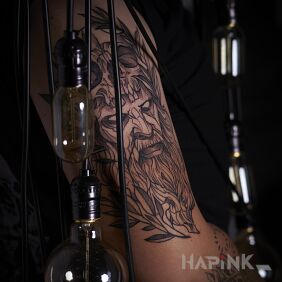 Tattoo Skull on the upper arm motif: characters style: sketch