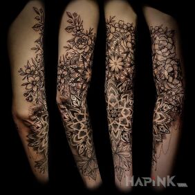 Tattoo Mandala on scars on the upper arm motif: mandalas style: graphic / illustrative