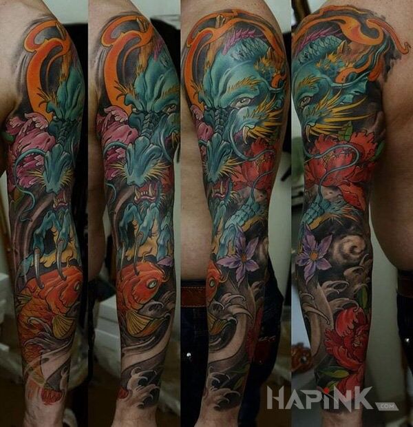 Tattoo Rękaw po japońsku in sleeves motif and japanese / irezumi style on the upper arm