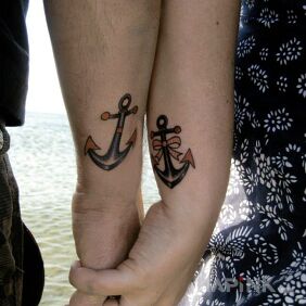 Tattoo Paired anchors on the wrist motif: Love style: graphic / illustrative