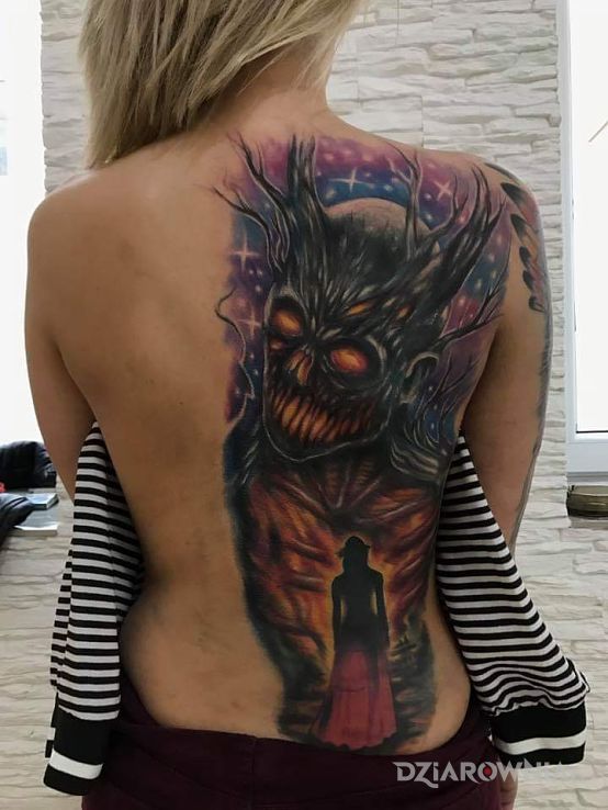 Tatuaż demon w motywie 3D i stylu graficzne / ilustracyjne na plecach
