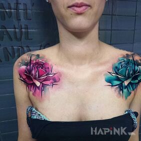 Tattoo Roses on the chest motif: flowers