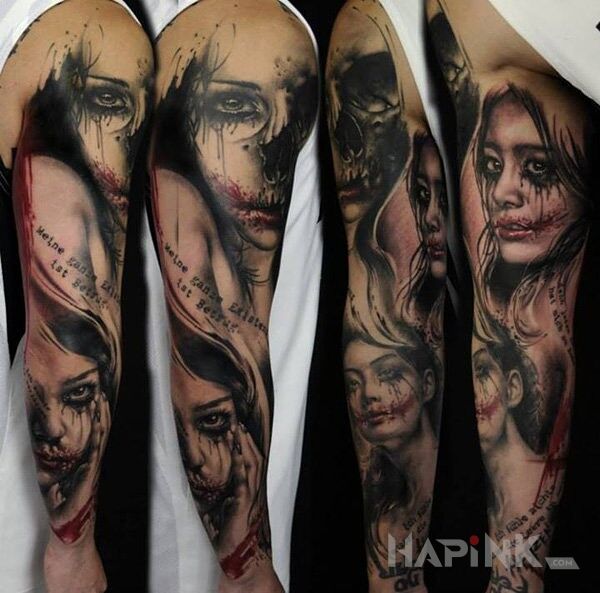 Tattoo Rękaw w mrocznym stylu in sleeves motif on the forearm
