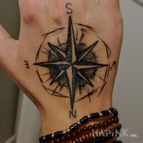 Tattoo First tattoo. Compass on the hand motif: other style: sketch