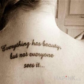 Tattoo Sentence on the back motif: lettering