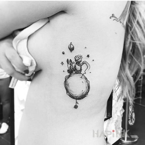 Tattoo Mały książę in characters motif and graphic / illustrative style on the ribs