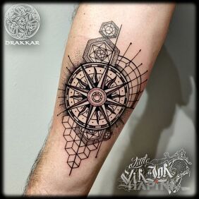 Tattoo Geometric Abstraction on the forearm motif: other style: graphic / illustrative