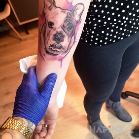 Tattoo Pedestrian on the forearm motif: colorful style: Watercolor