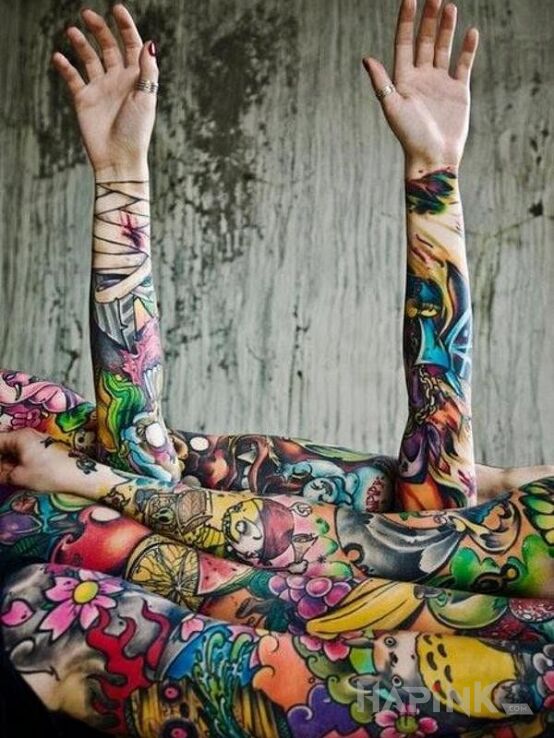 Tattoo Kolorowe tatuaże  in sleeves motif on the upper arm