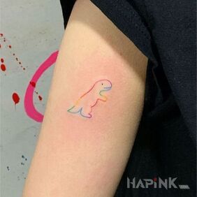 Tattoo Dinosaur :) on the upper arm motif: colorful style: minimalistic