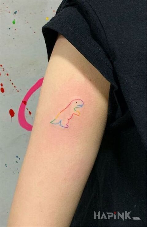 Tattoo Dinozaur :) in other motif and minimalistic style on the upper arm