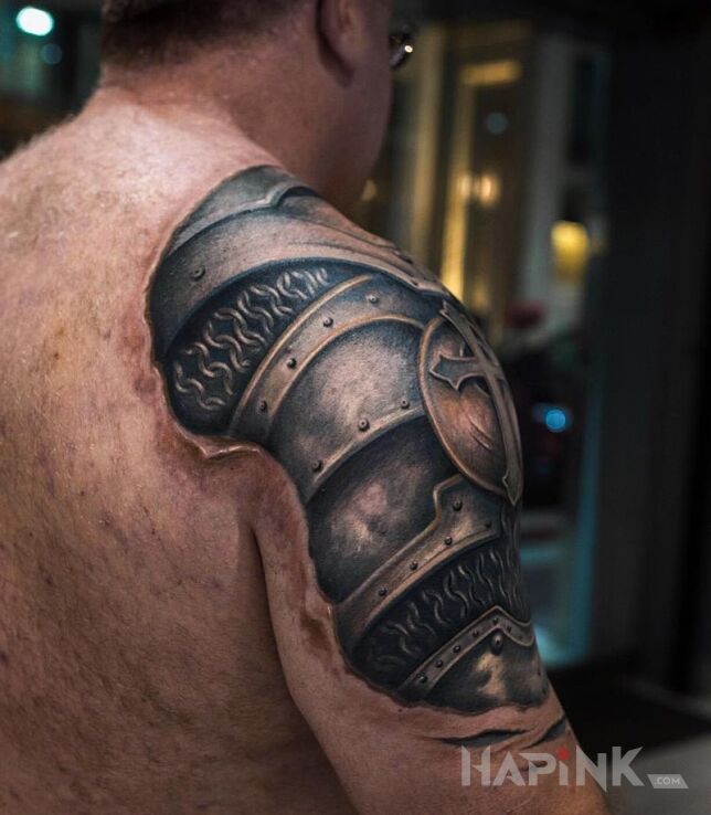 Tattoo Zbrojmistrz in 3D motif on the upper arm