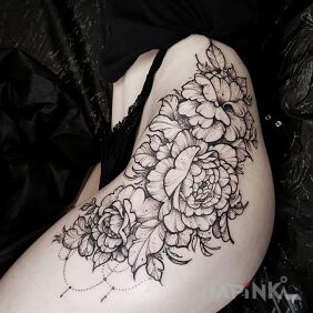 Tattoo A contemporary, feminine classic. on the leg motif: sexy style: graphic / illustrative