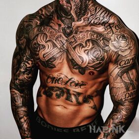Tattoo Tattooed guy on the upper arm motif: sexy style: realistic