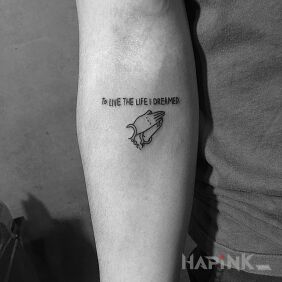 Tattoo What kind of life do you want to live? on the forearm motif: lettering
