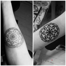 Tattoo Mandala on the forearm motif: mandalas style: Polynesian