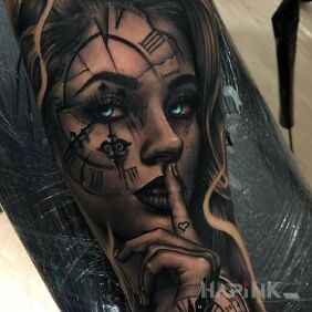 Tattoo Quiet on the forearm motif: 3D