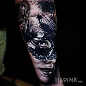 Tattoo Female portrait on the forearm motif: 3D style: realistic
