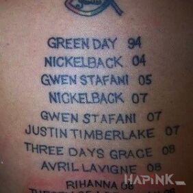 Tattoo The concert list? on the back motif: lettering