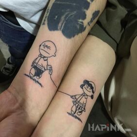 Tattoo Fisticuffs :) on the forearm motif: characters style: graphic / illustrative