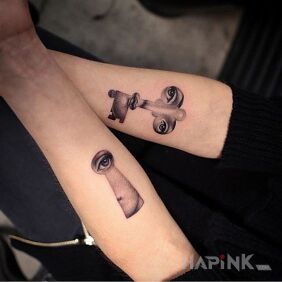 Tattoo Love a little different on the forearm motif: faces style: graphic / illustrative