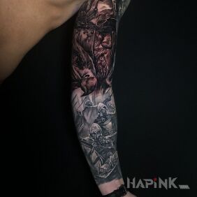 Tattoo Viking on the forearm motif: animals style: realistic