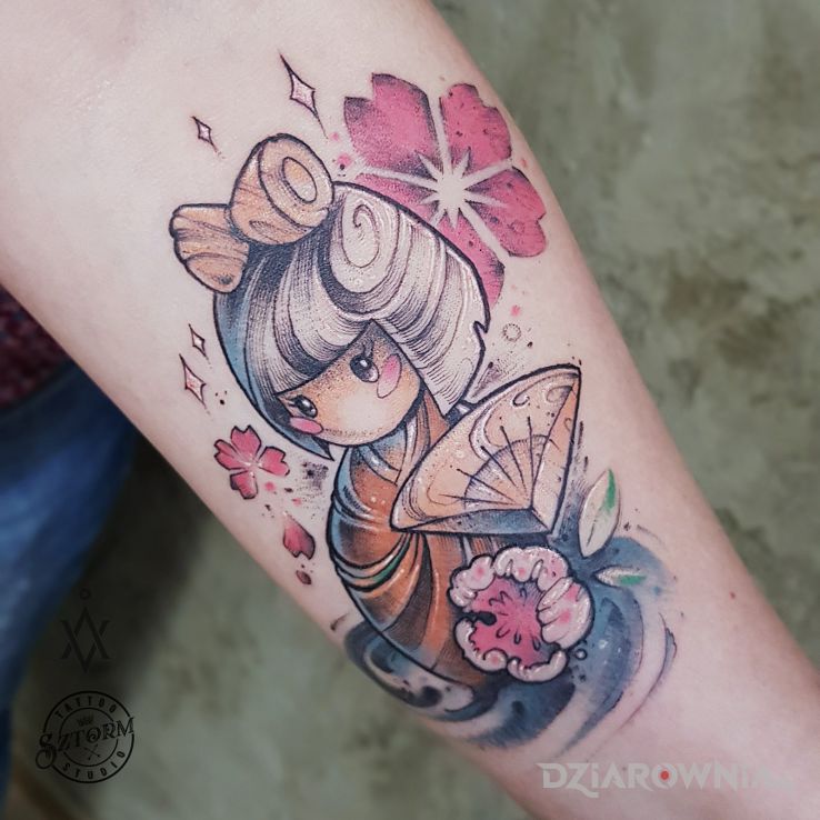 Tatuaż japan słodziak w motywie postacie i stylu graficzne / ilustracyjne na przedramieniu