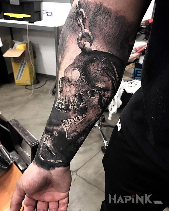 Tattoo Najlepsza czacha jaką zobaczysz in 3D motif and realistic style on the forearm