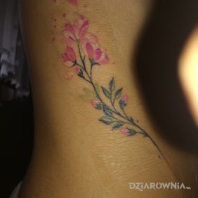 Tatuaż Kwiatek pastele na żebrach motyw: kwiaty styl: realistyczne
